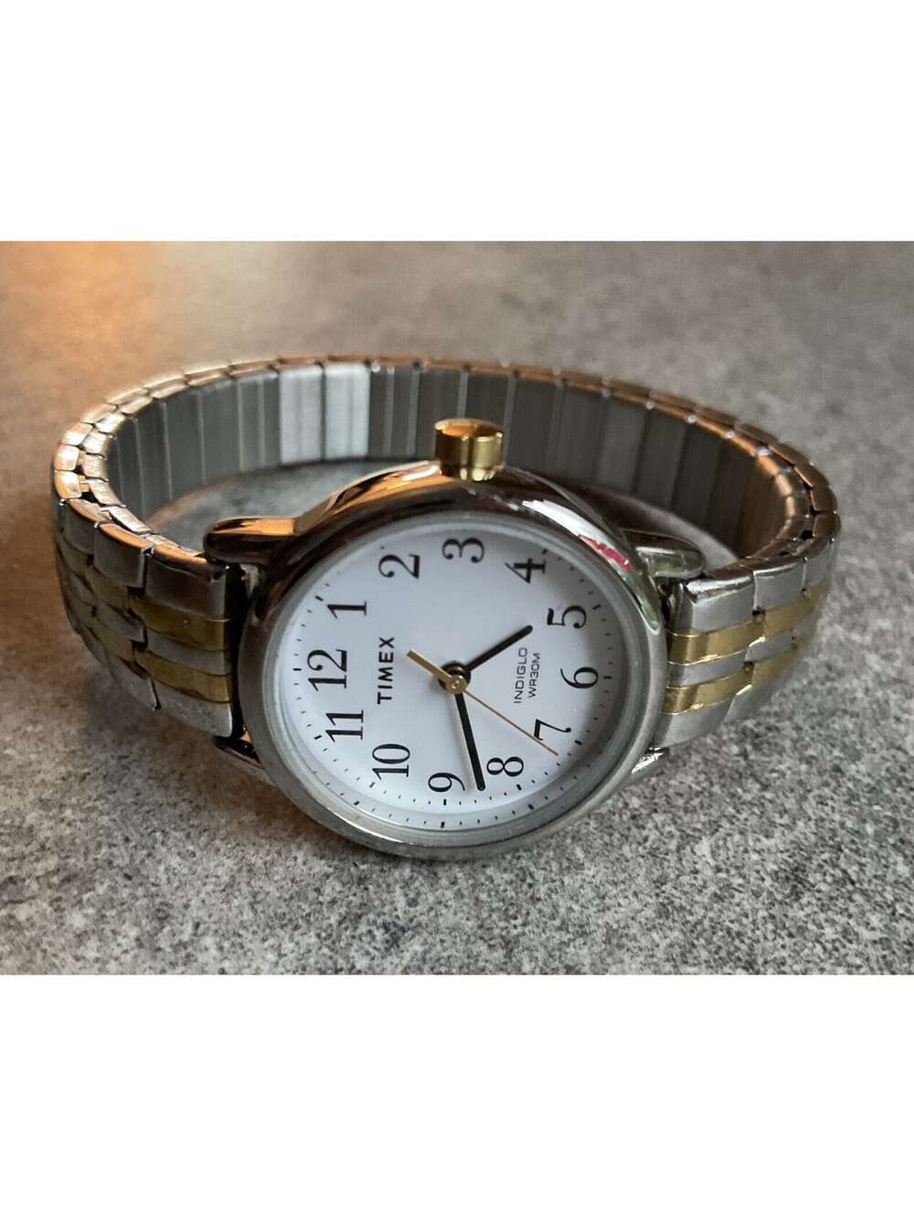 Timex Womens Easy Reader Watch 25mm Silver Tone Case W/Two Tone Band D2